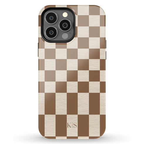 Custom Initials Retro Checkerboard iPhone Case